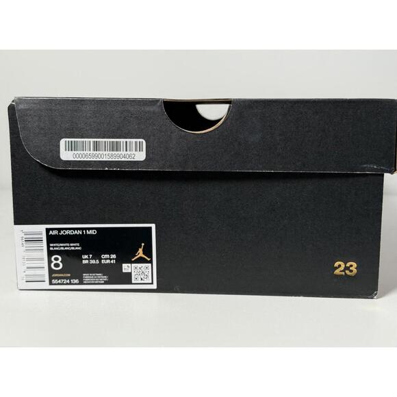 Nike Air Jordan 1 Mid “Triple White” Men’s Size 8 | Clean Classic All-White - Picture 3 of 10